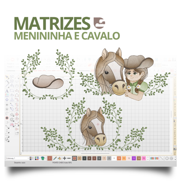 Matrizes de Bordado Menina e Cavalo